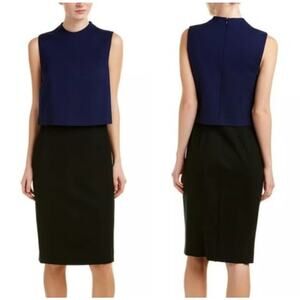 Diane Von Furstenberg Tali Navy & Black Sleeveless Sheath Dress